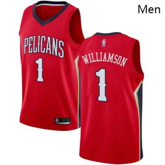 Pelicans #1 Zion Williamson Red Basketball Swingman Statement Edition Jersey